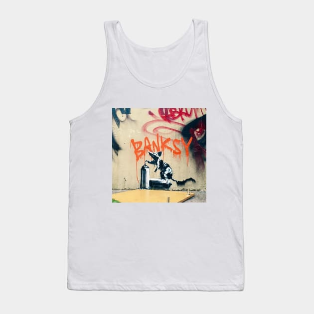 Banksy Rat Graffiti Tag Tank Top by foozler